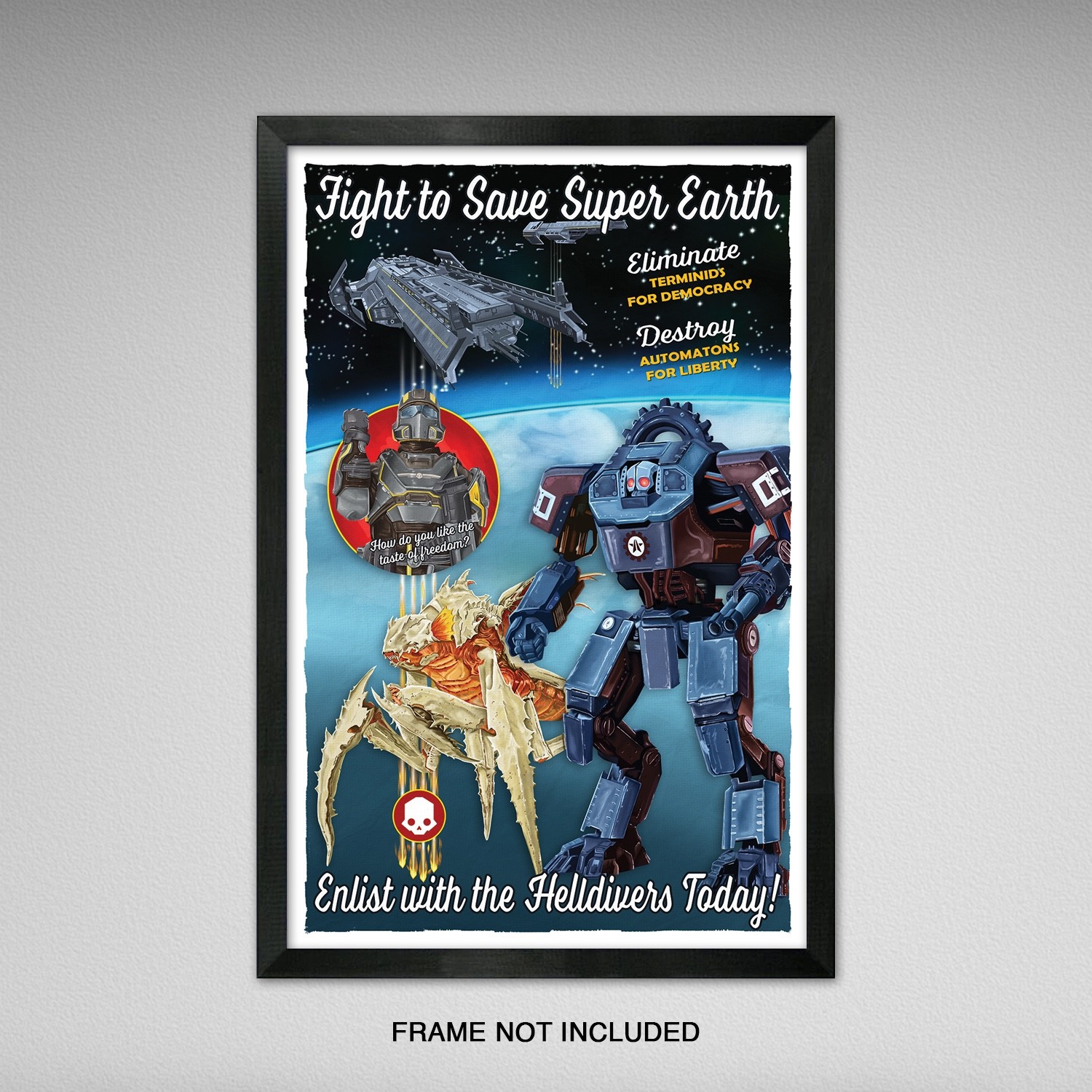 Helldivers – Vintage B Movie Style Print – 11×17 inches