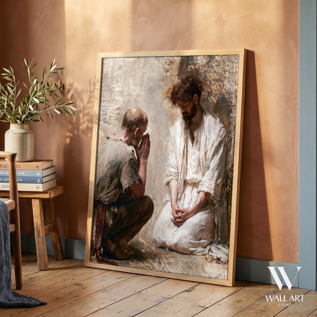 Reflective Figures Renaissance Poster | Emotional Wall Art | Living Room Decor