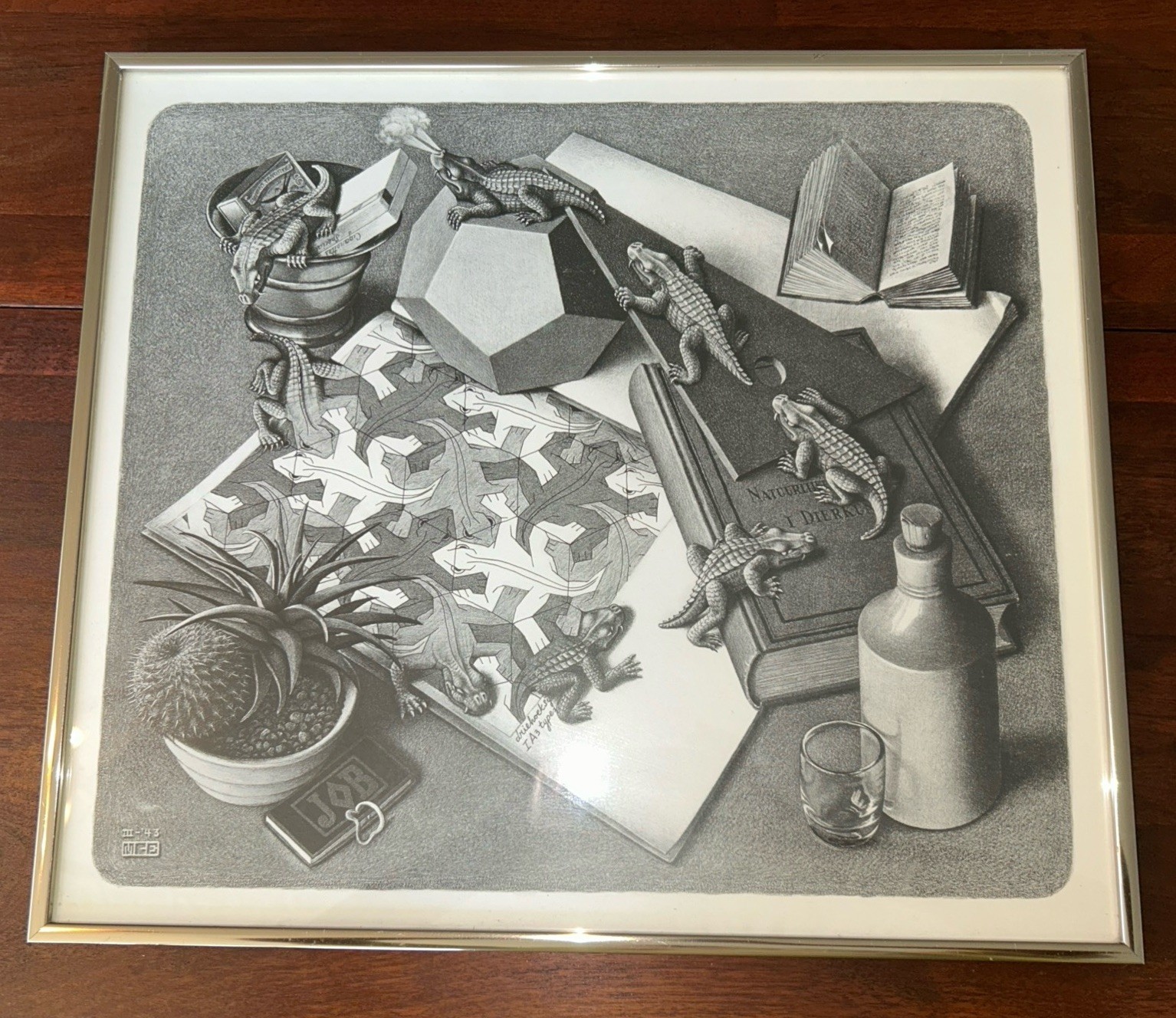 M.C. Escher (Reptiles) 1975 Litho poster print Framed. See Description Details