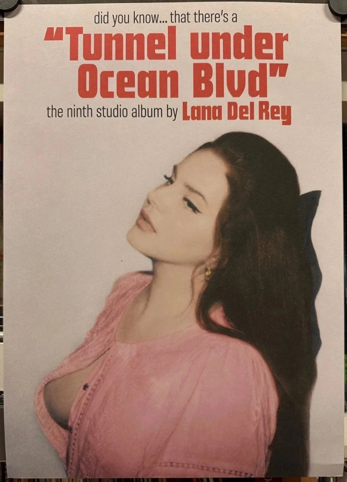 Lana Del Rey Tunnel Under Ocean Blvd Album Portrait Poster