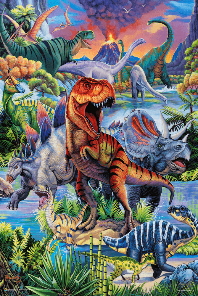 Dinosaurs by Jenny Newland Poster – 11.5″ x 17.5″ Laminated