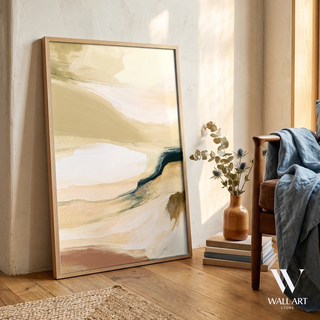 Beige Abstract Poster | Serene Wall Art | Living Room Decor
