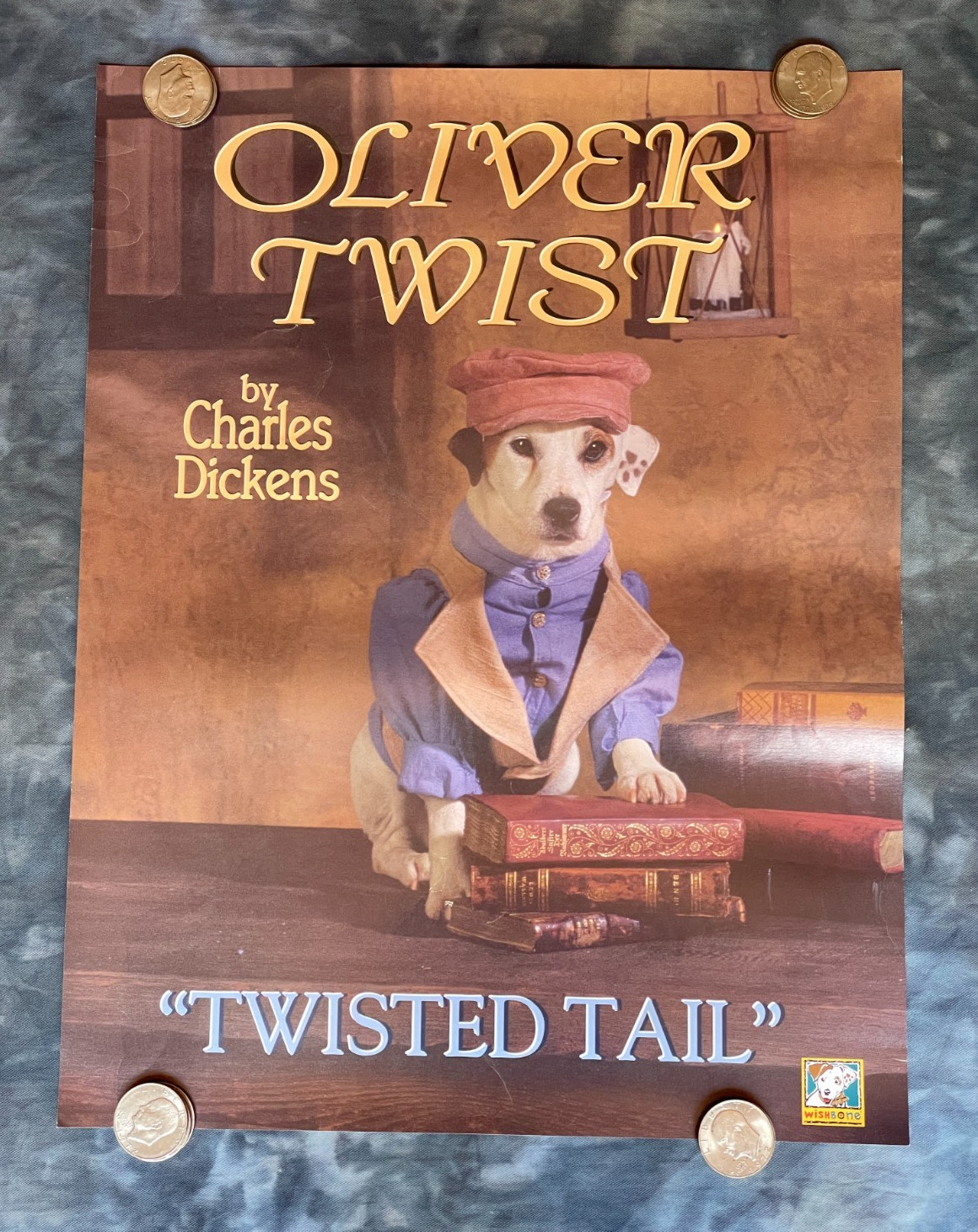 Vintage 90’s Wishbone Tv Show Dog Jack Russell Terrier Poster PBS Oliver Twist