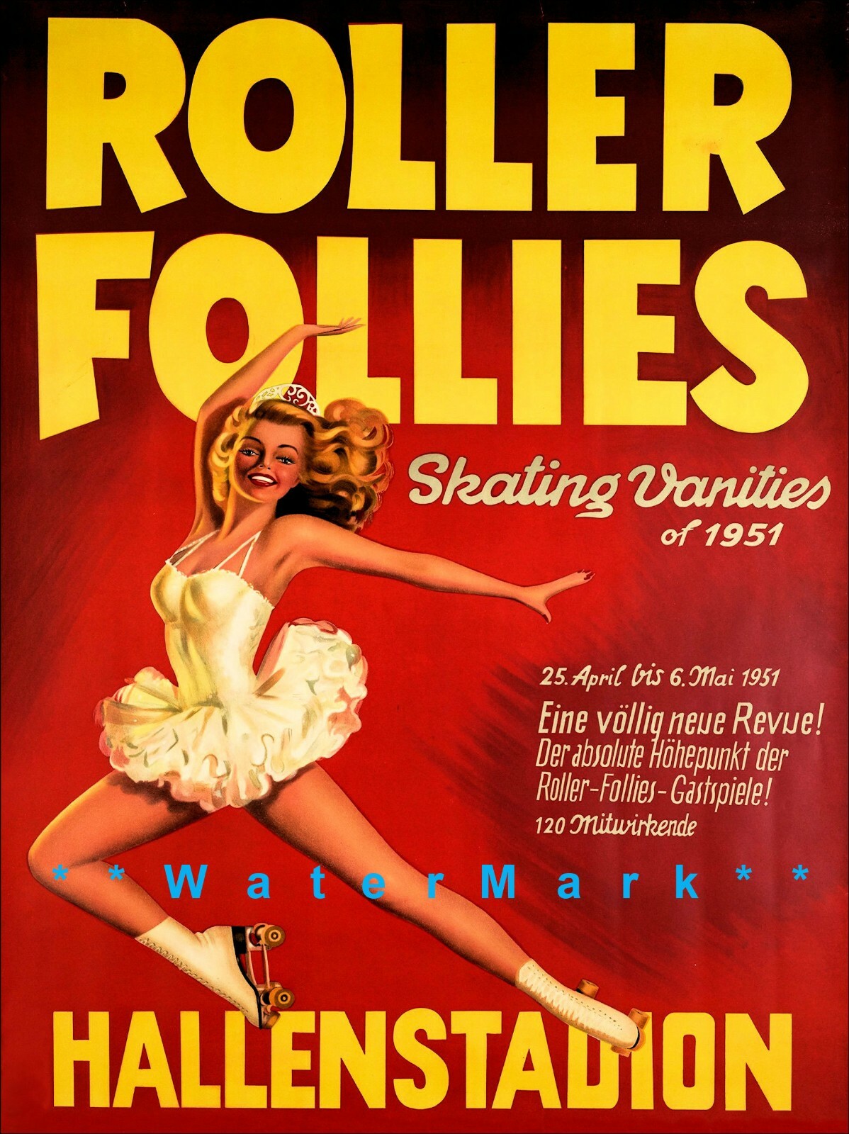 Zurich Switzerland 1951 Roller Follies Vintage Poster Print Retro Style Art