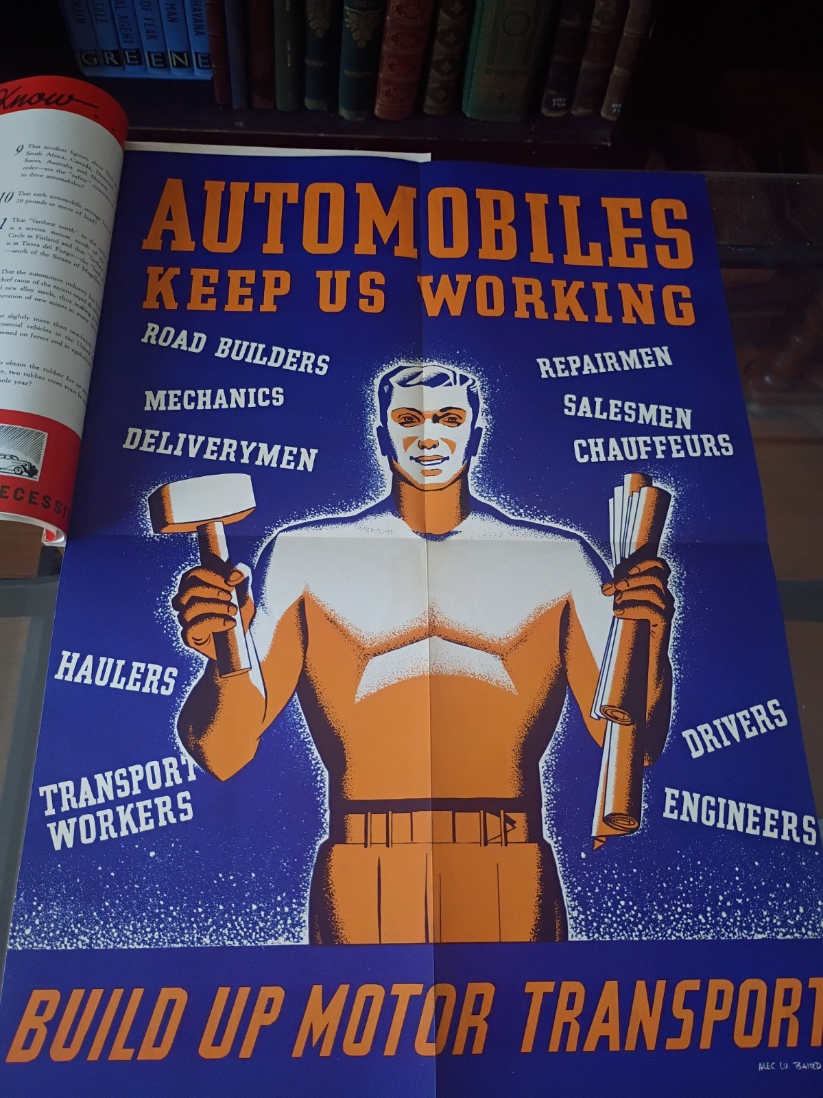 1937 Authentic Art Deco Automotive Poster Alec Bairds Packard Studebaker Keep Us