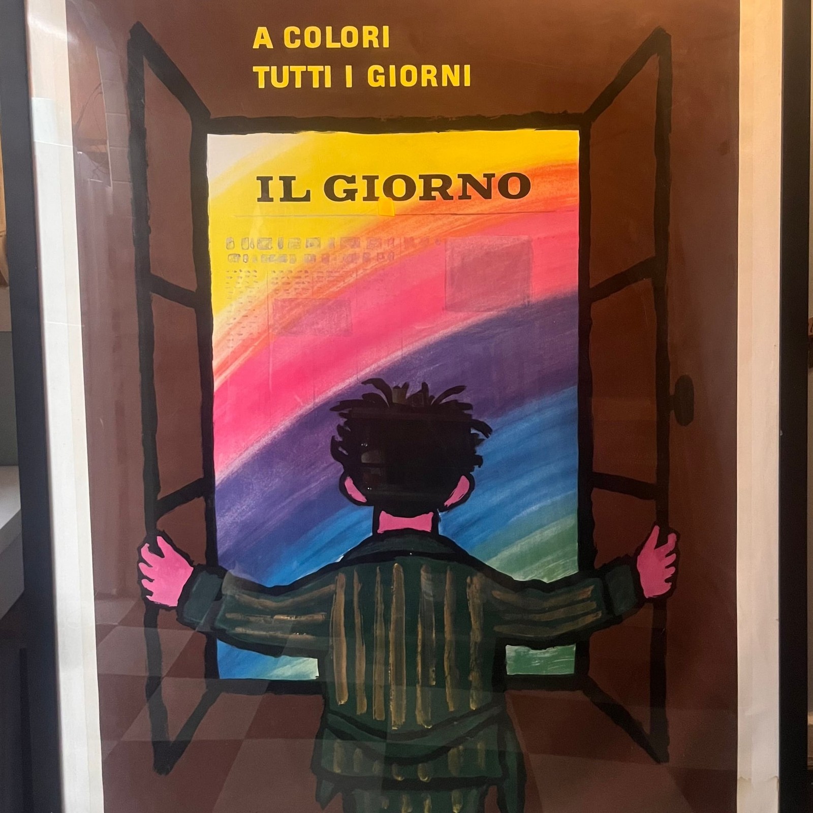 Rare Raymond Savignac “Il Giorno” – Vintage Linen-Backed Poster (Framed)