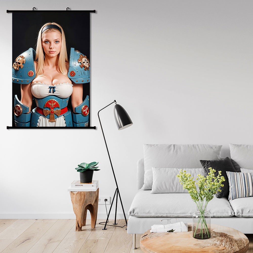 Anime Game Poster Lady in Armor HD Painting Wall Scroll Poster 60x90cm