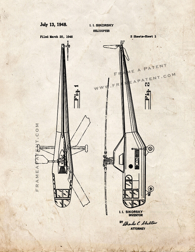 Helicopter Patent Print Old Look