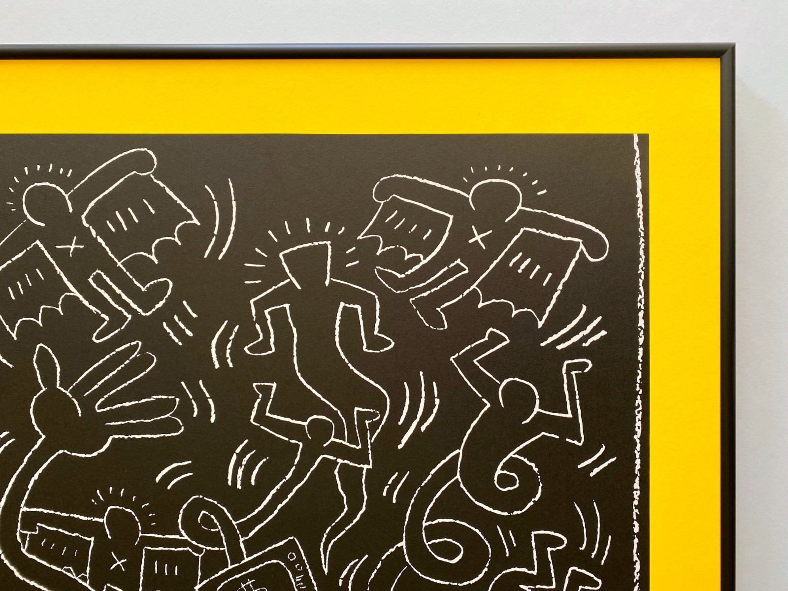 KEITH HARING RARE 1990 LITHO PRINT FRAMED POP ART EXHIBIT POSTER “UNTITLED” 1985