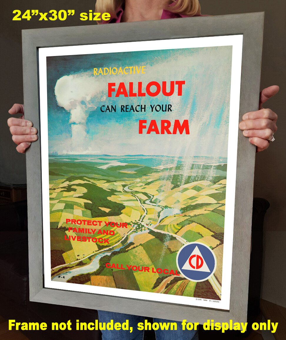 1960 Radioactive Fallout Can Reach Your Farm Civil Defense Vintage Poster