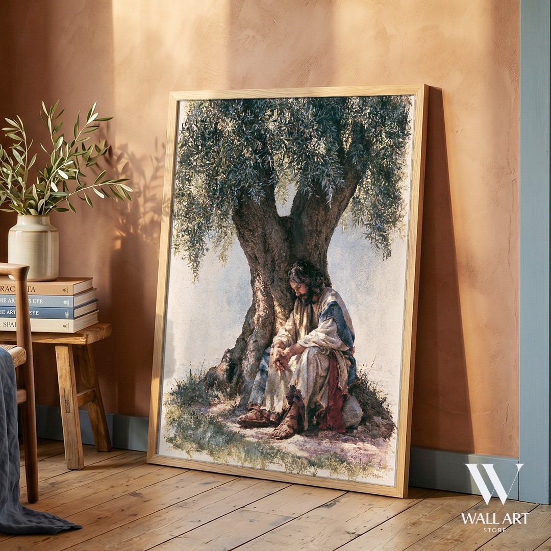 Contemplative Figure Realism Poster | Spiritual Wall Art | Living Room Decor