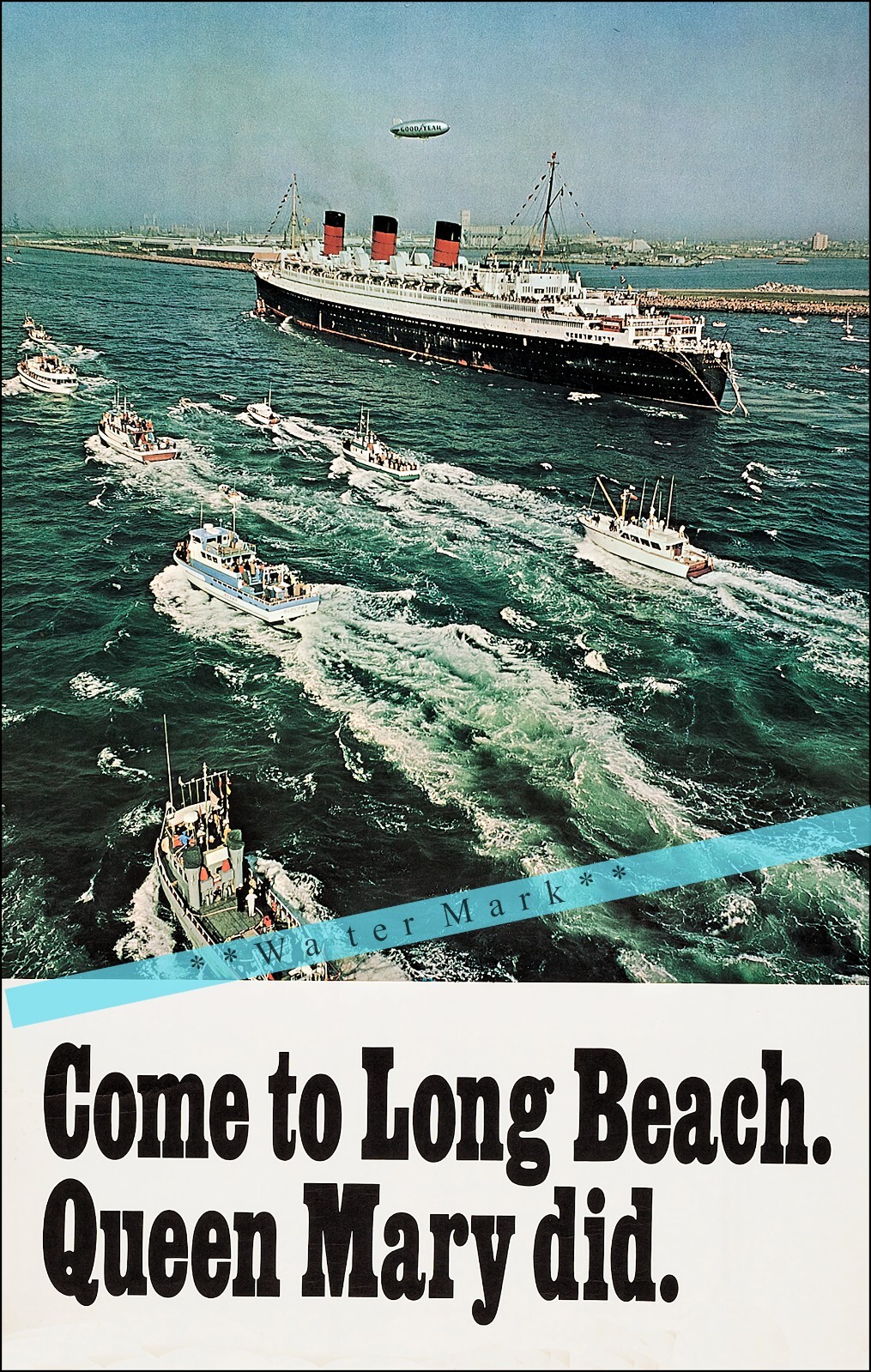 Come To Long Beach Queen Mary Did 1970 California Vintage Poster Print Retro Art