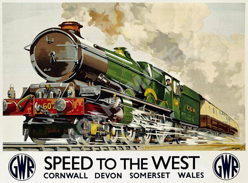 Speed to the West vintage train travel poster 12×16