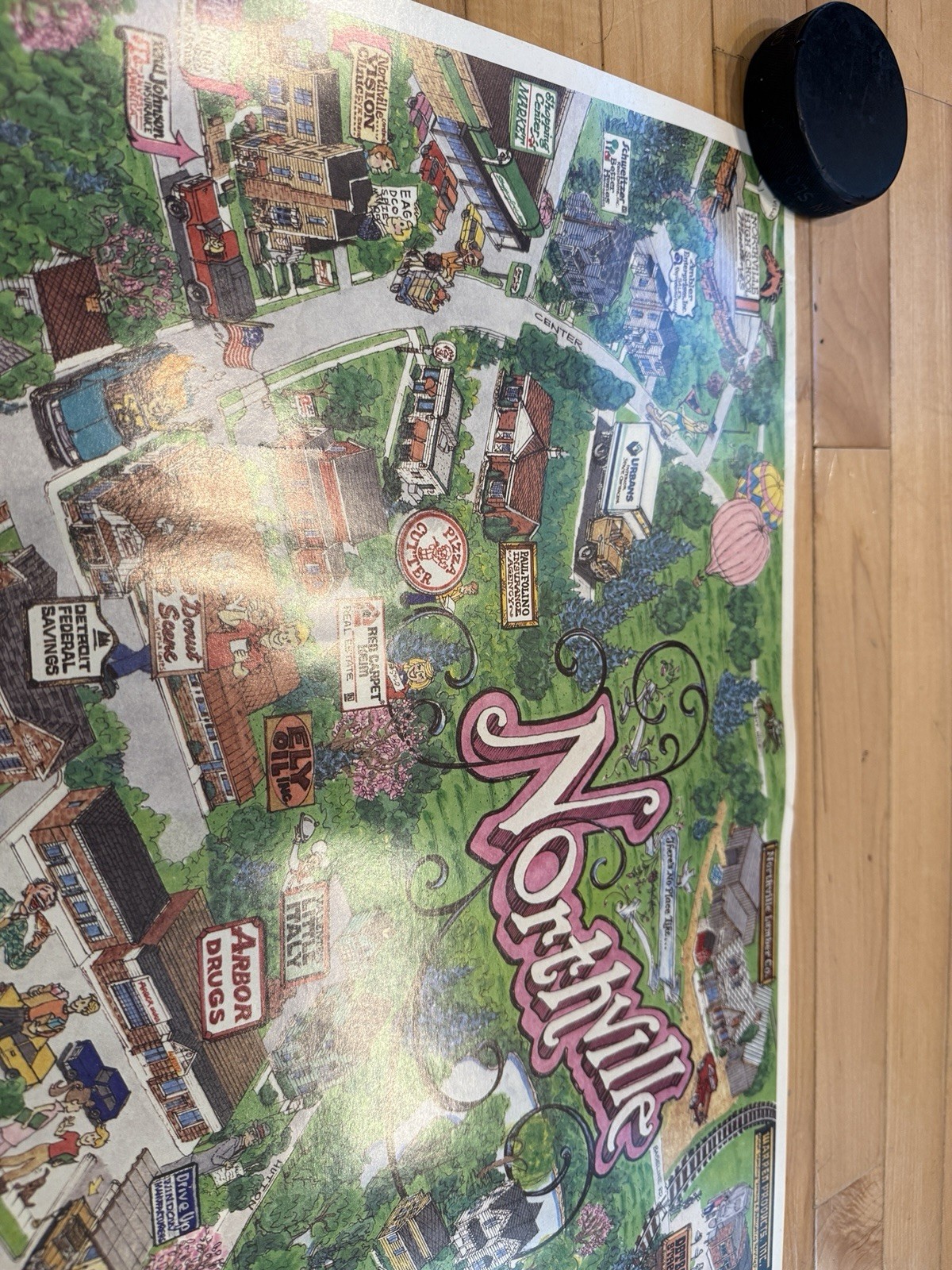 VINTAGE Northville Michigan Downtown Poster 38″ X 27″