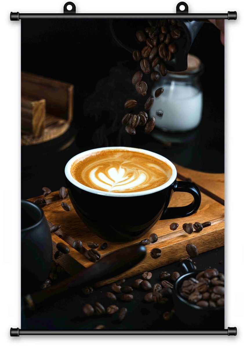 Canvas Scroll Poster Decor Coffee Beans Hanging Wall Painting 24″ x 36″ Inch C34