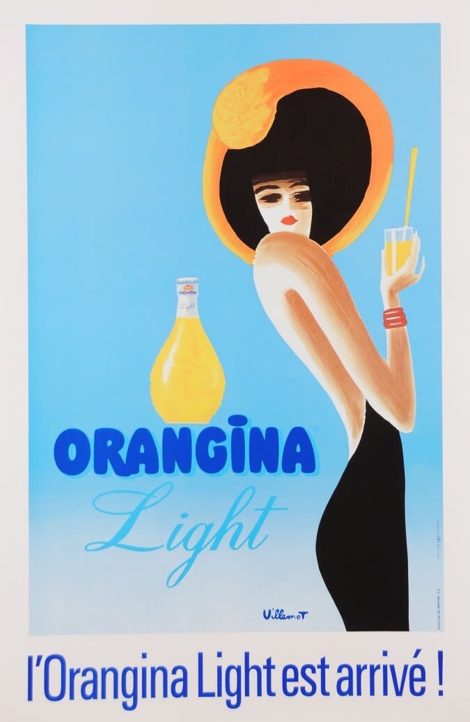 Vintage French Orange Drink Poster “Orangina” by Villemot Later Printing 1980’s