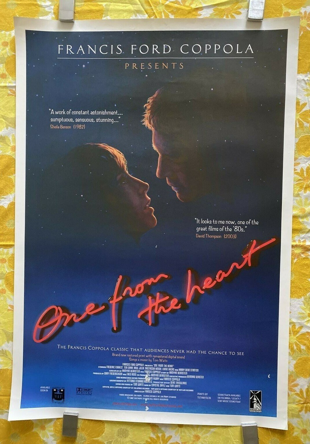 One From The Heart movie poster one sheet 80’s romance musical COPPOLA rolled