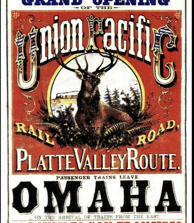 Omaha 1869 Union Pacific Railroad Vintage Poster Print Retro Style Train Art