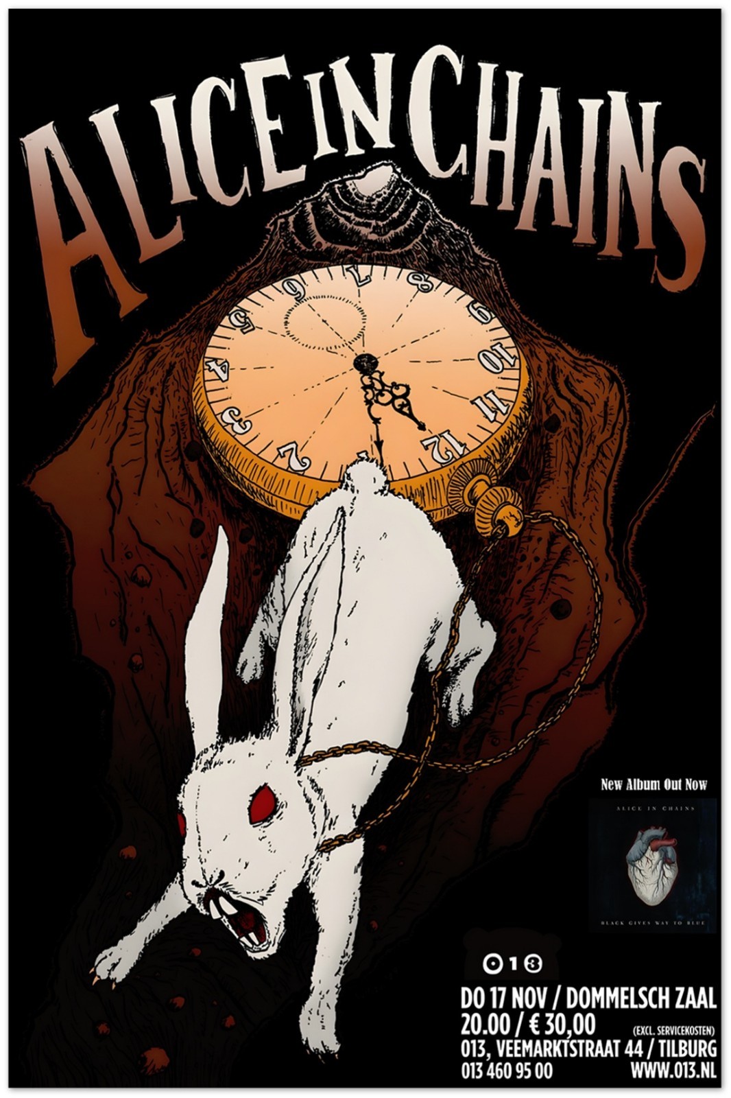 Alice In Chains Rabbit and Clock Tilburg Poster Poster 16×24