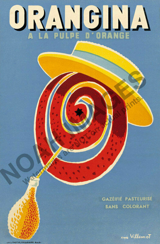 Orangina Pulpe d Orange vintage citrus drink ad poster 12×18