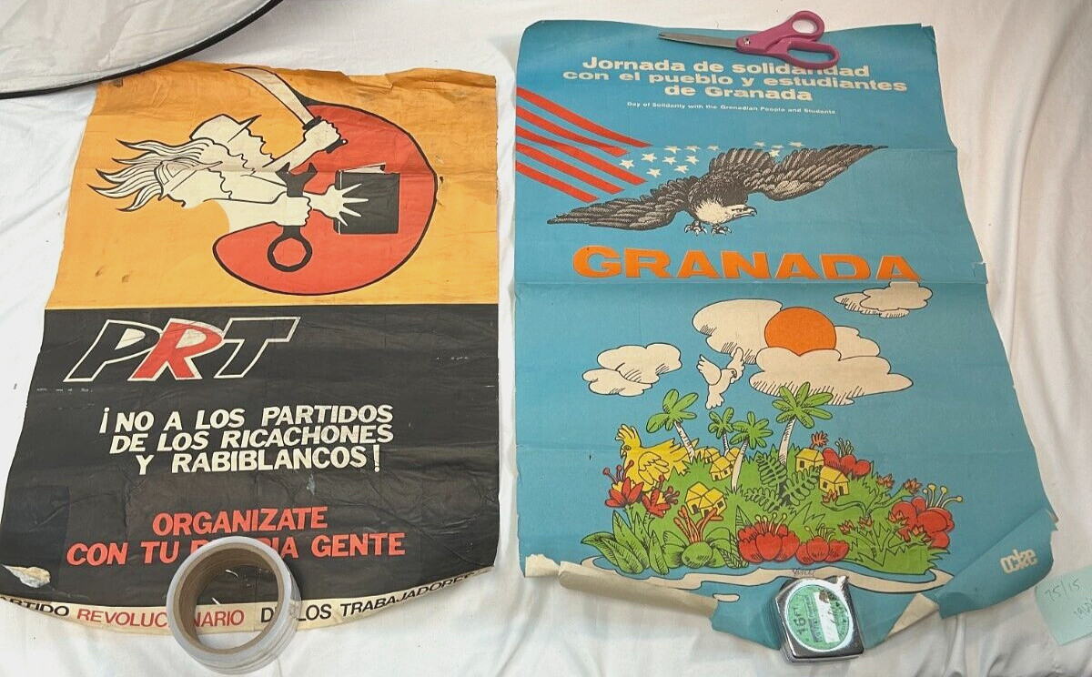 Two Vintage 1960’s Posters “PRT” and “Granada” Posters blue 27in black 23.5in