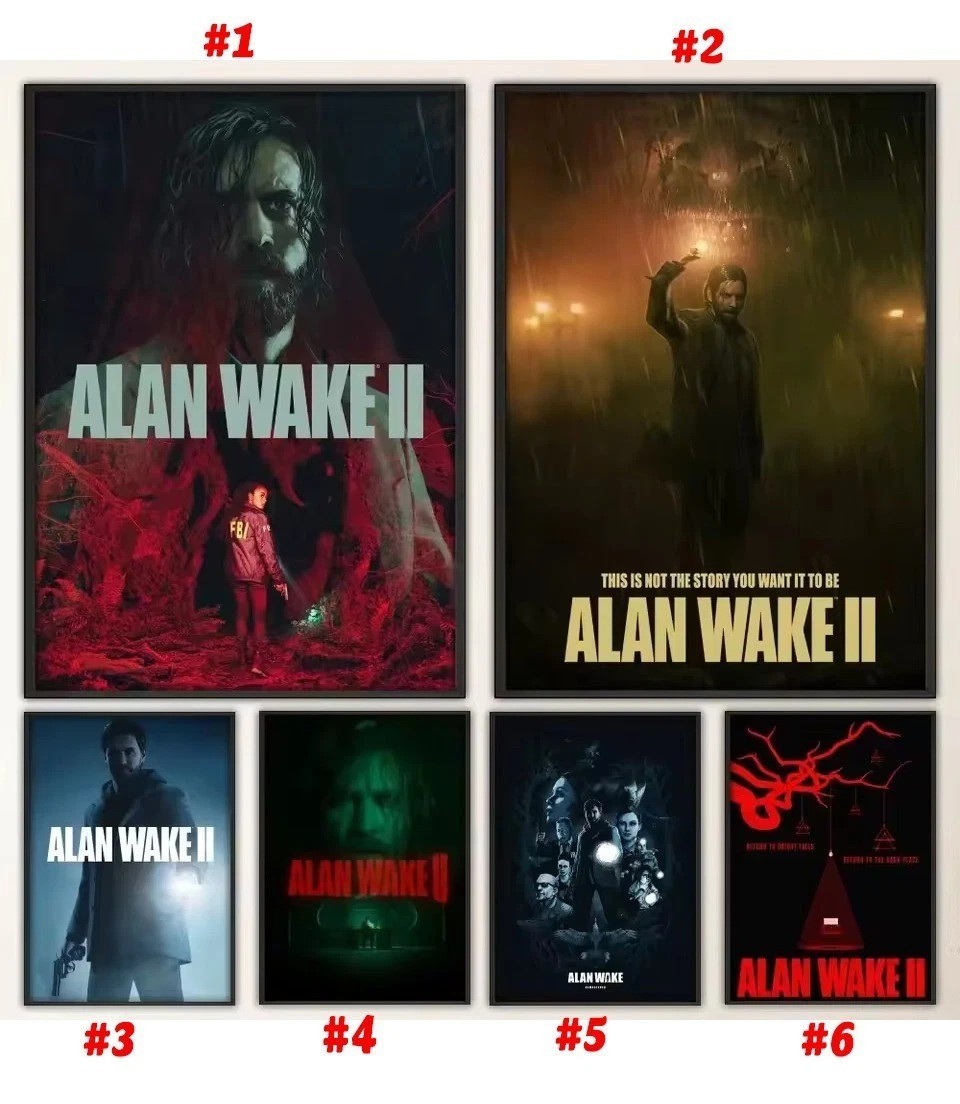 Alan Wake II Horror Game Poster Collection Dark Thriller Art