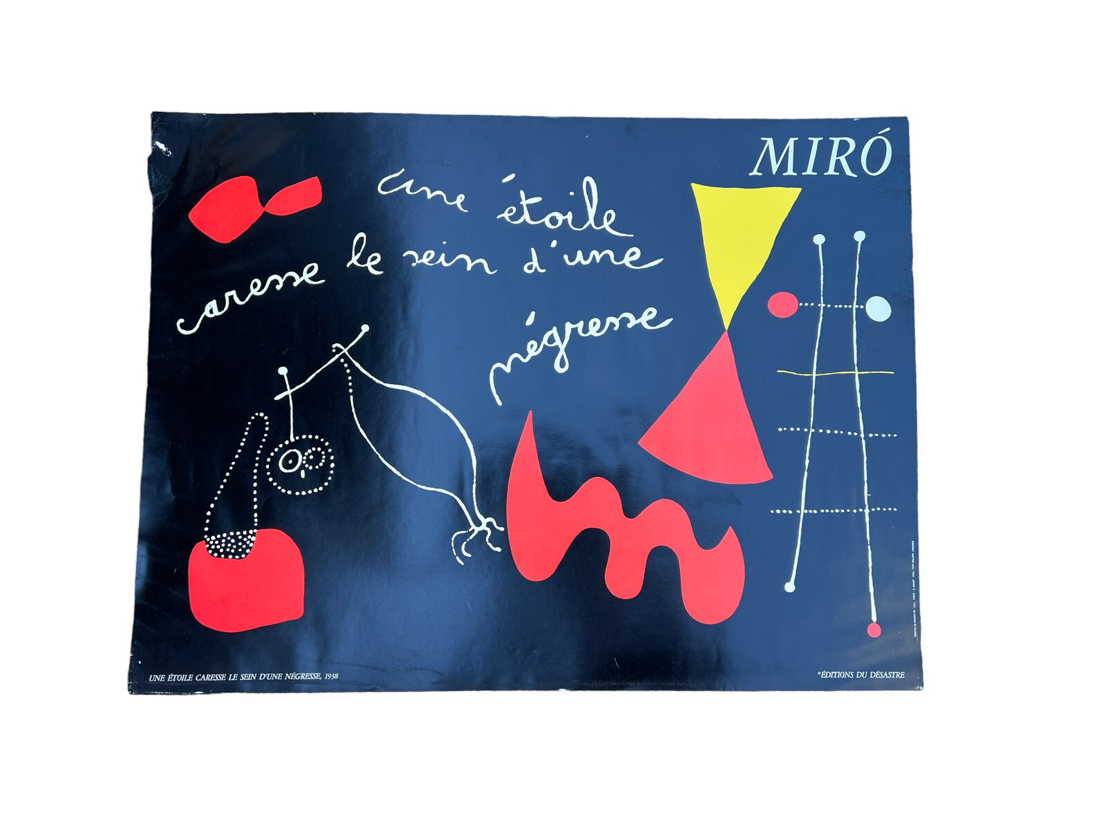 Vtg JOAN MIRO A Star Caresses the Breast of a Negress Lithograph Poster / Flaws
