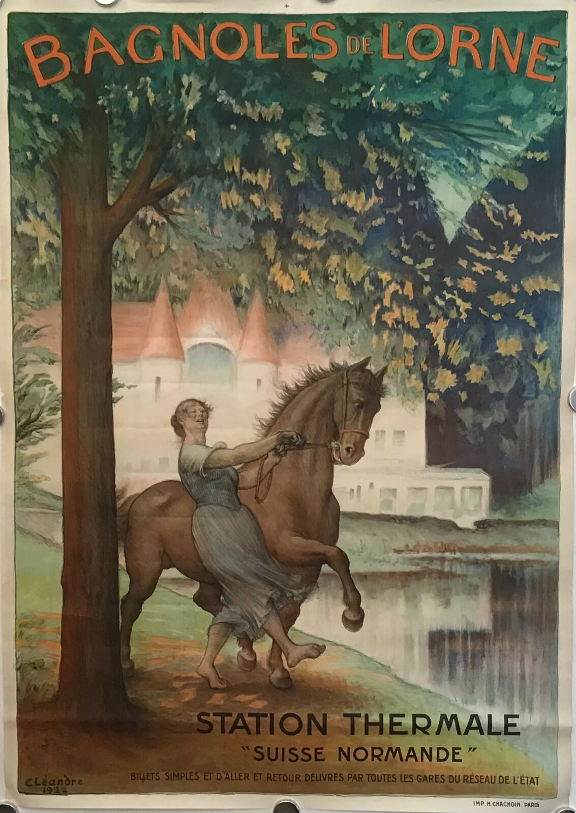 1922 Original Travel Poster “Bagnoles de L’Orne”