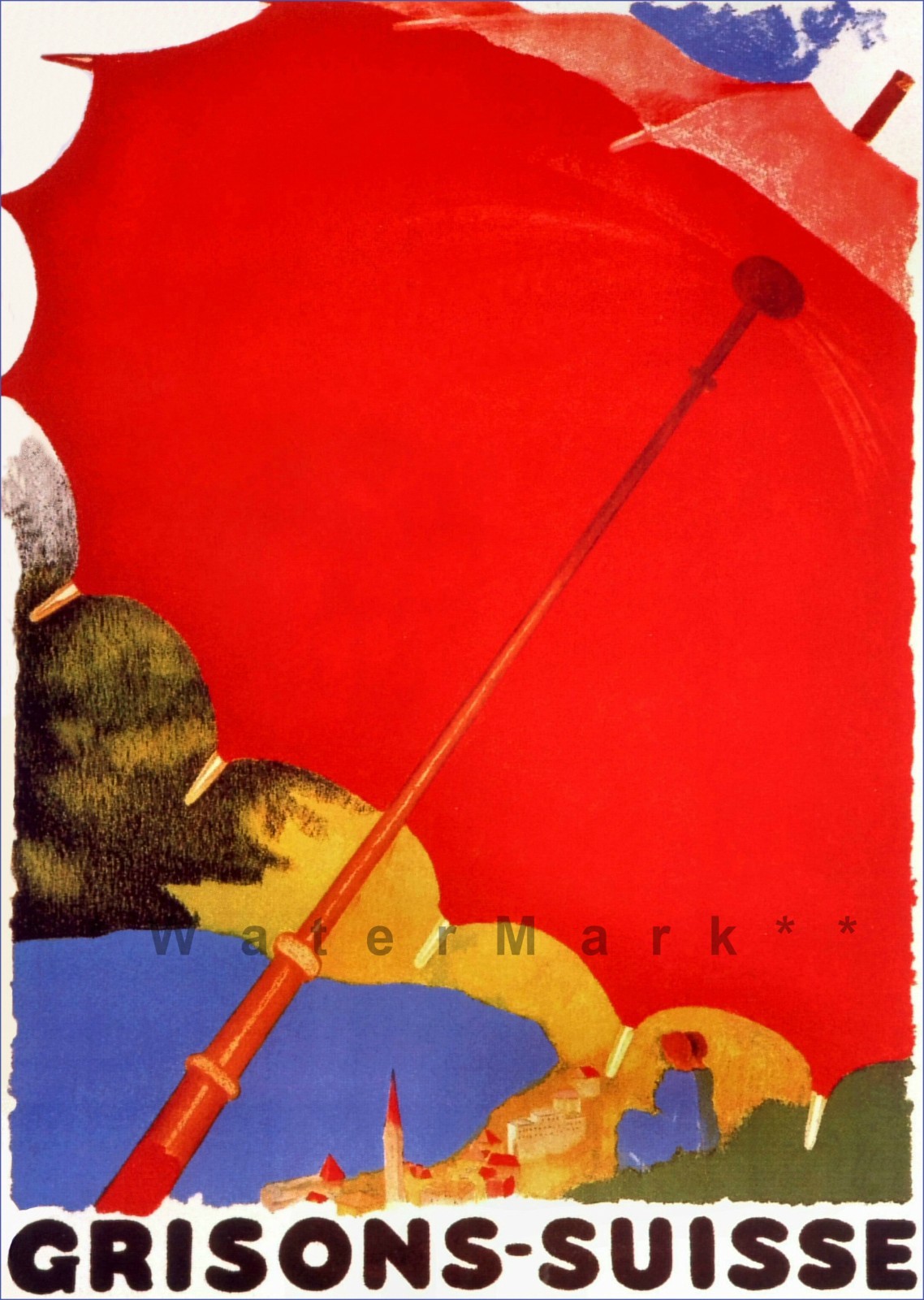 Switzerland 1924 The Grisons Suisse Vintage Poster Print Retro Style Travel Art