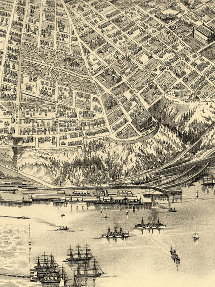Tacoma WA 1893 Historic Panoramic Town Map – 16×24