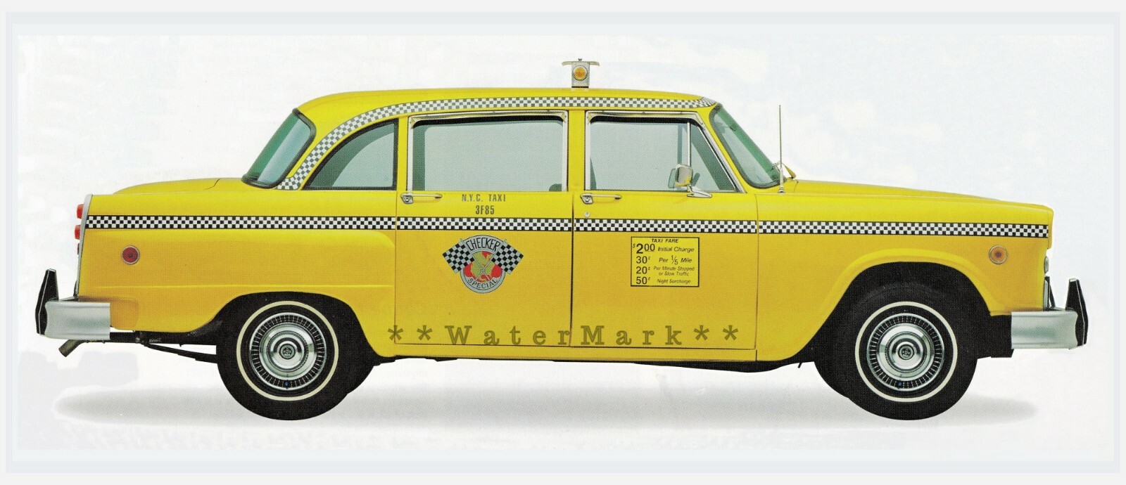 Checker Cab 1980 Classic New York City Taxi Vintage Poster Print Car Art