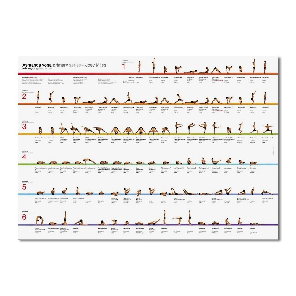Large Ashtanga Yoga Primary Series Poses Poster Art Print Waterproof Canvas