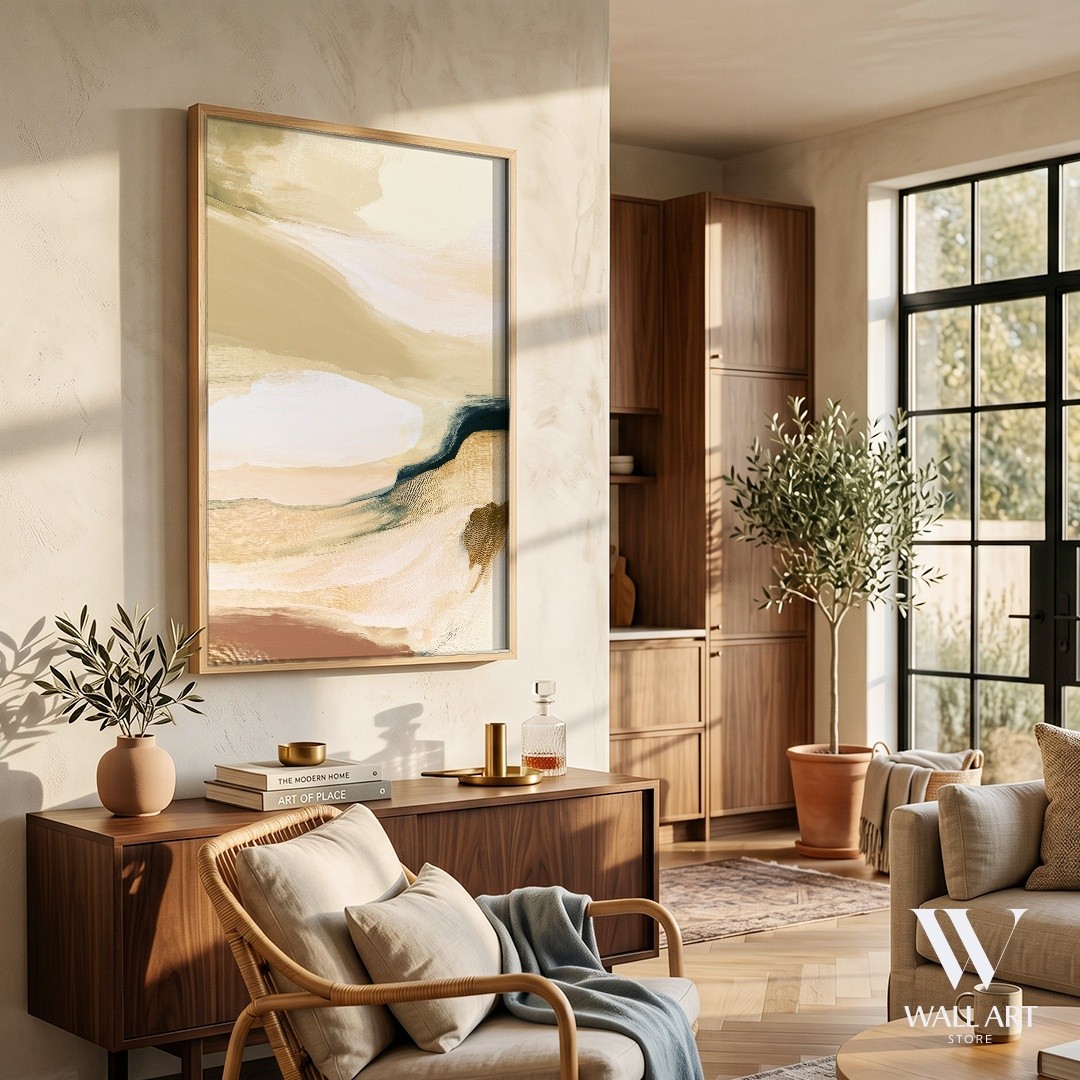 Beige Abstract Poster | Serene Wall Art | Living Room Decor
