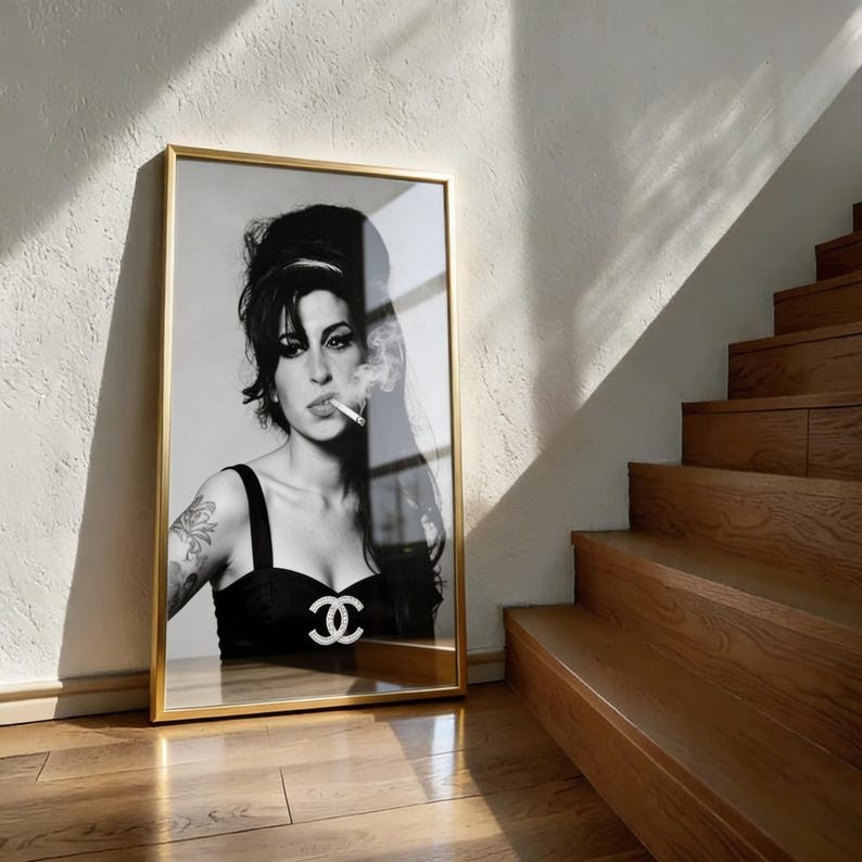 Amy Winehouse Poster Music Vintage Black and White Wall Art Print