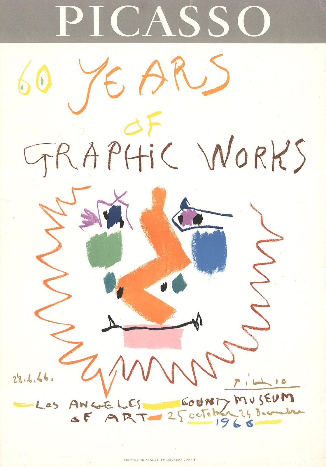 PABLO PICASSO 60 Years of Graphic Works 29″ x 20.25″ Lithograph 1966 Cubism Mult