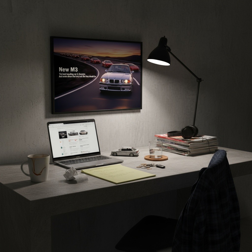 BMW M3 E36 Poster – Retro 90s Performance Car Wall Art Classic German Print