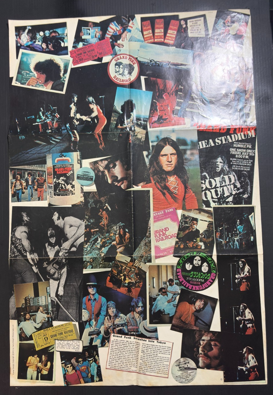 1972 GRAND FUNK RAILROAD 23×34″ Rock Music Poster VG 4.0 Terry Knight