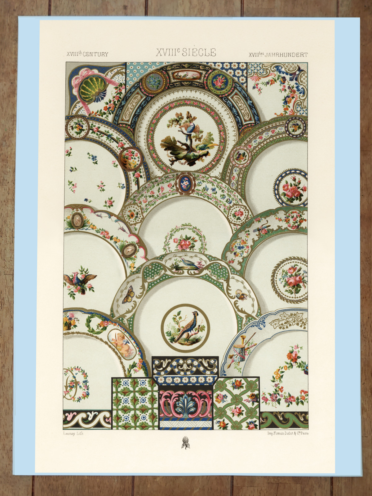 18th Century Pattern 1888 Vintage Illustration Albert Racinet Poster 18×24