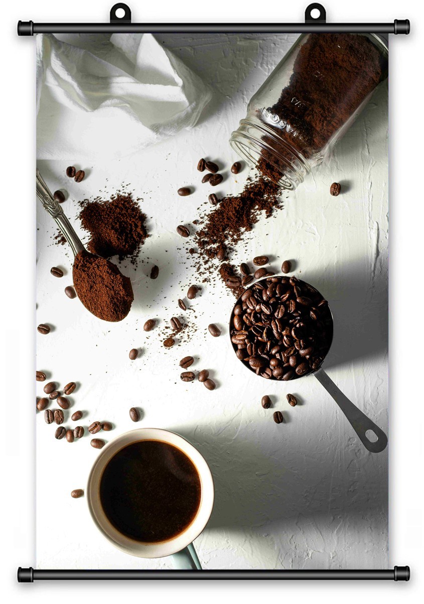 Canvas Scroll Poster Decor Coffee Beans Hanging Wall Painting 24″ x 36″ Inch C25