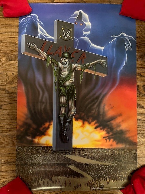Original Vintage 1990 Slayer Cross Seasons in the Abyss Poster Brockum