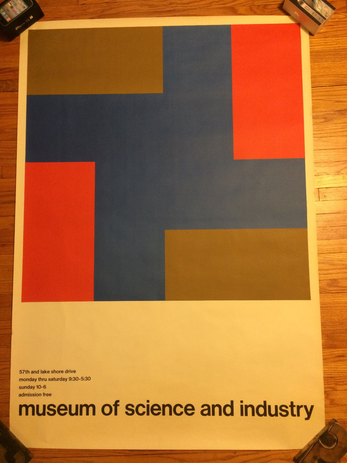 Vtg 60s Poster Chicago Museum Industrial Mid Century Modern Design Art 1966