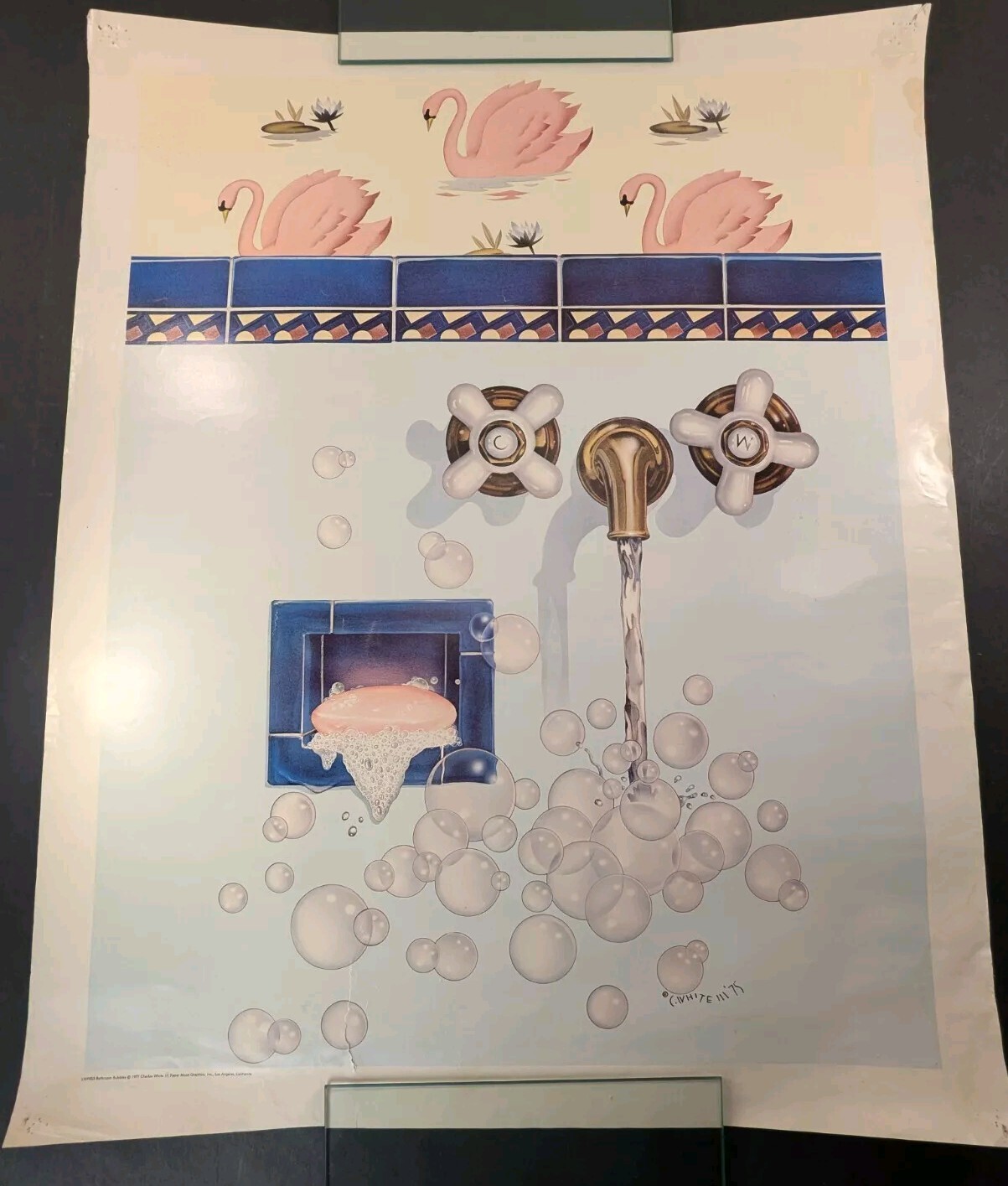 Charles White III Bathroom Bubbles 1977 Vintage Art Poster Paper Moon Graphics