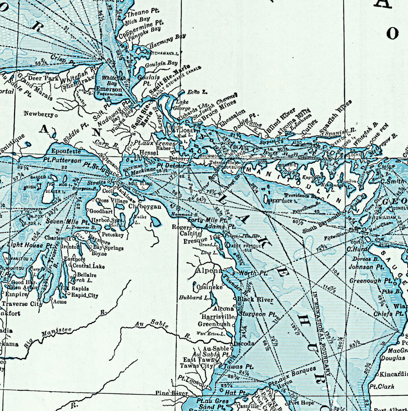 Great Lakes including Canals and Tributary Navigable Streams Map Poster Print