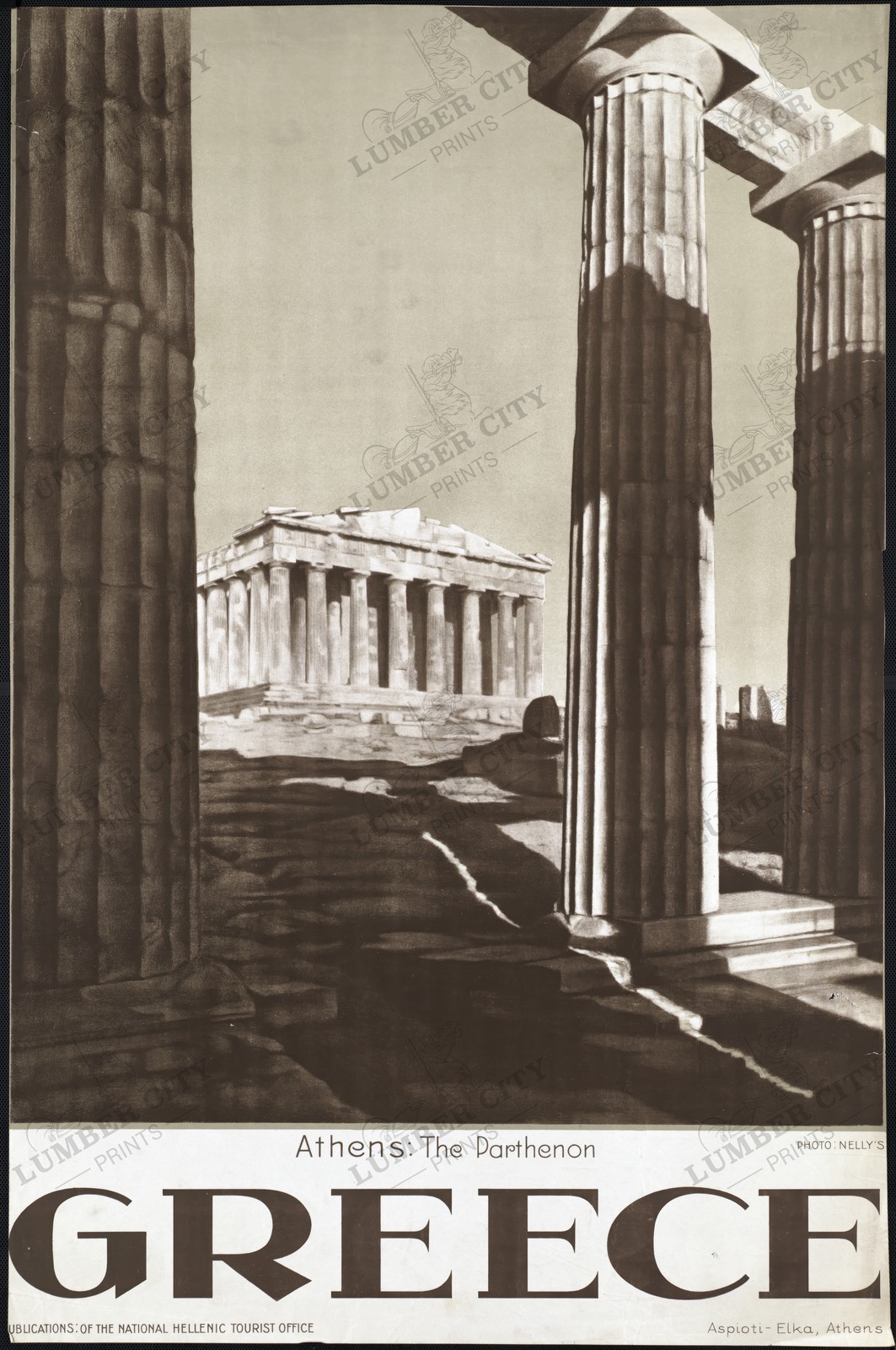 Greece Parthenon Athens 1935 Vintage Travel Poster by Nelly’s Wall Art