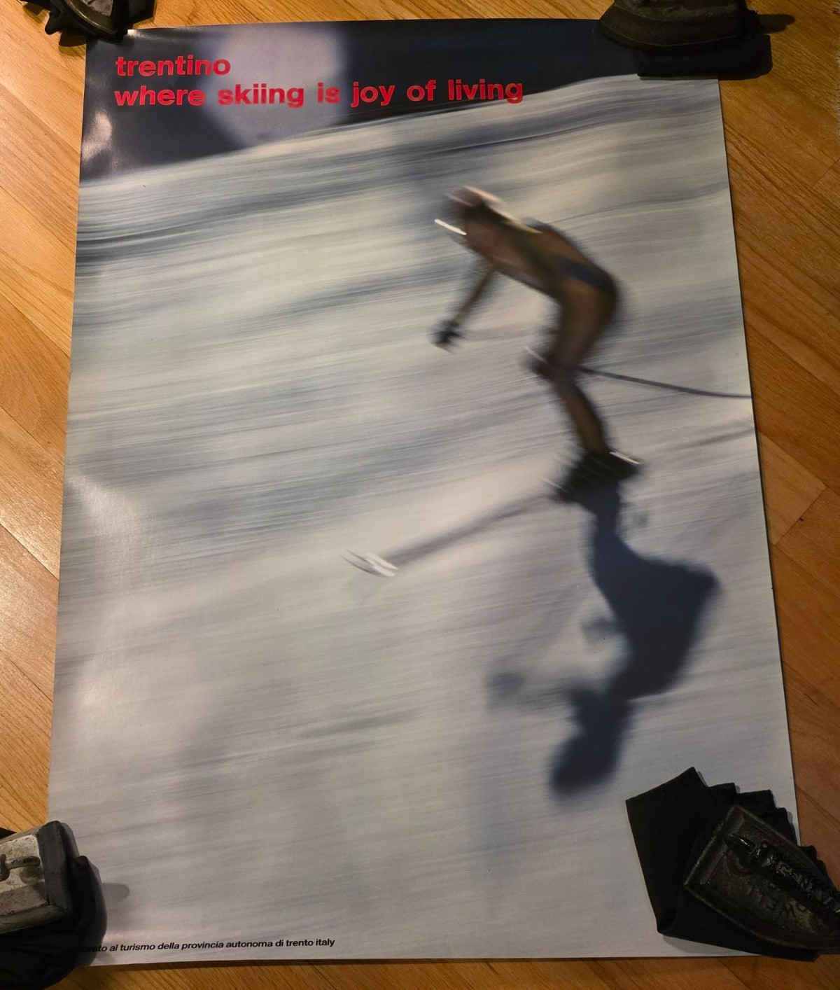 Vintage Trentino Trento ITALY Travel Poster 1974 Skiing Winter (38″ x 26.75″)