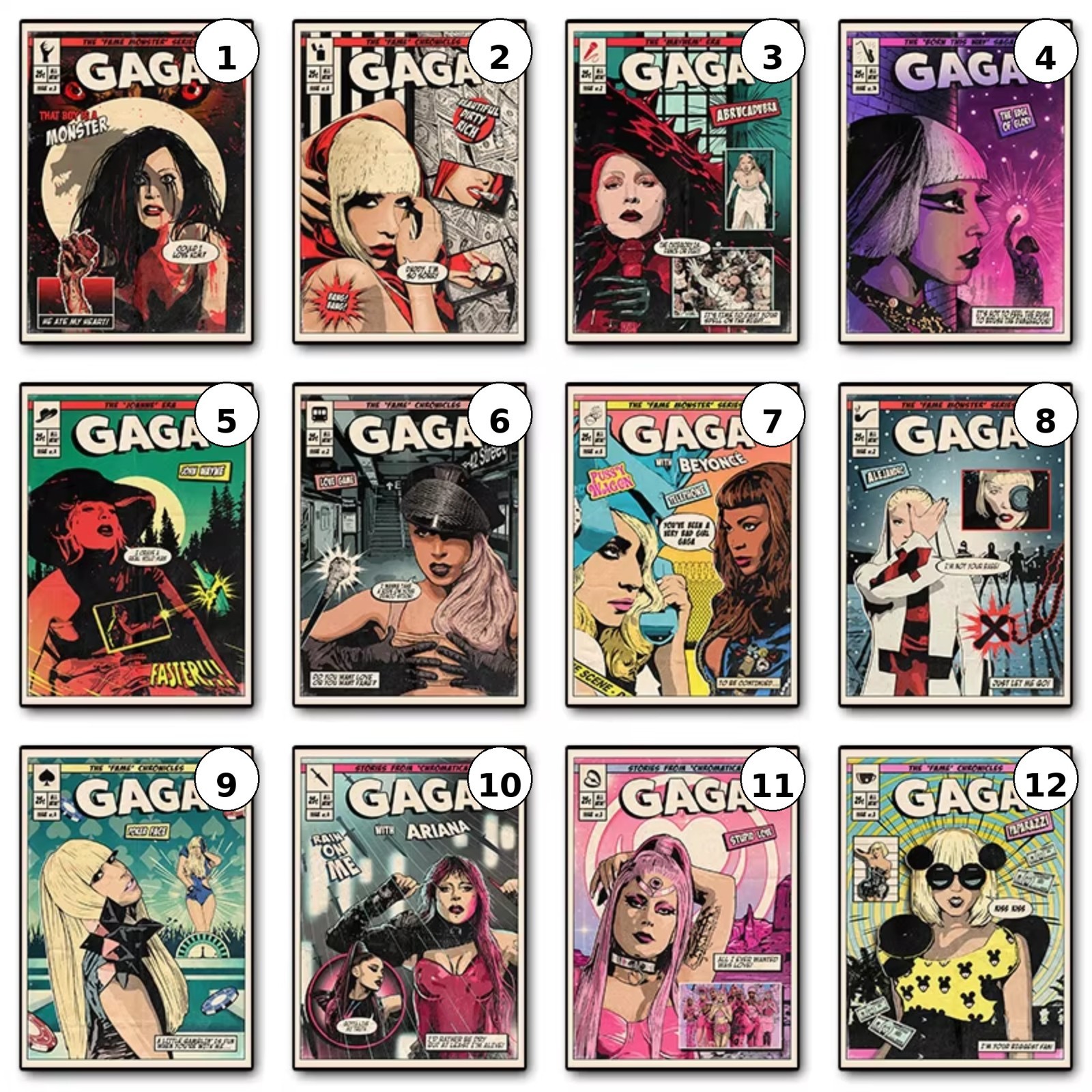 Lady Gaga Vintage Comic Pop Music Poster