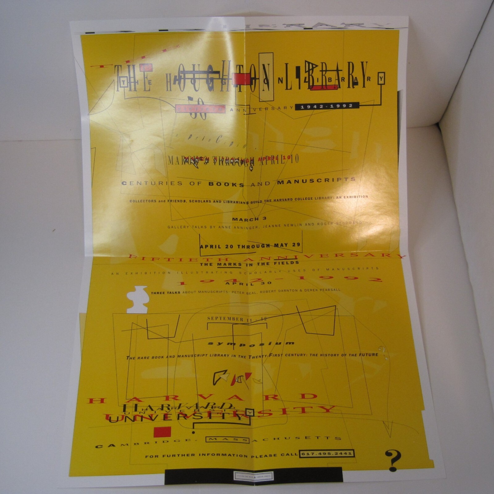 Poster from The Houghton Library Fiftieth Anniversay 1942-1992 – 15.5″ x 22″