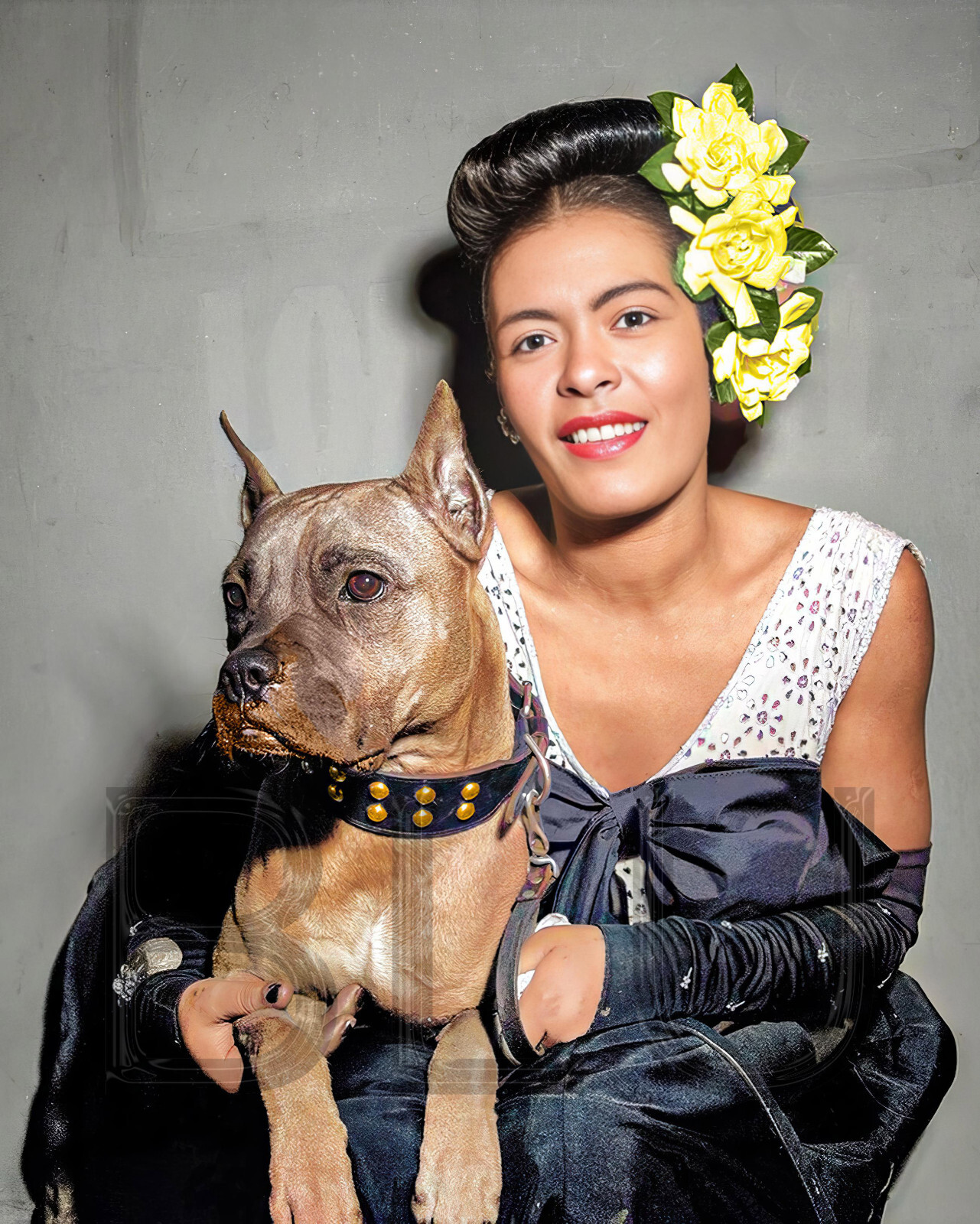 1947 Billie Holiday and her dog Mister at a 52nd Street jazz11 x 14″ Photo Print