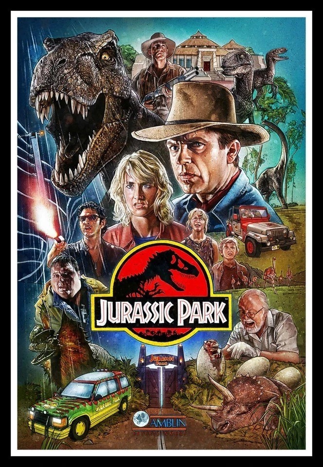 Jurassic Park Classic Dinosaur Adventure Movie Collage Poster