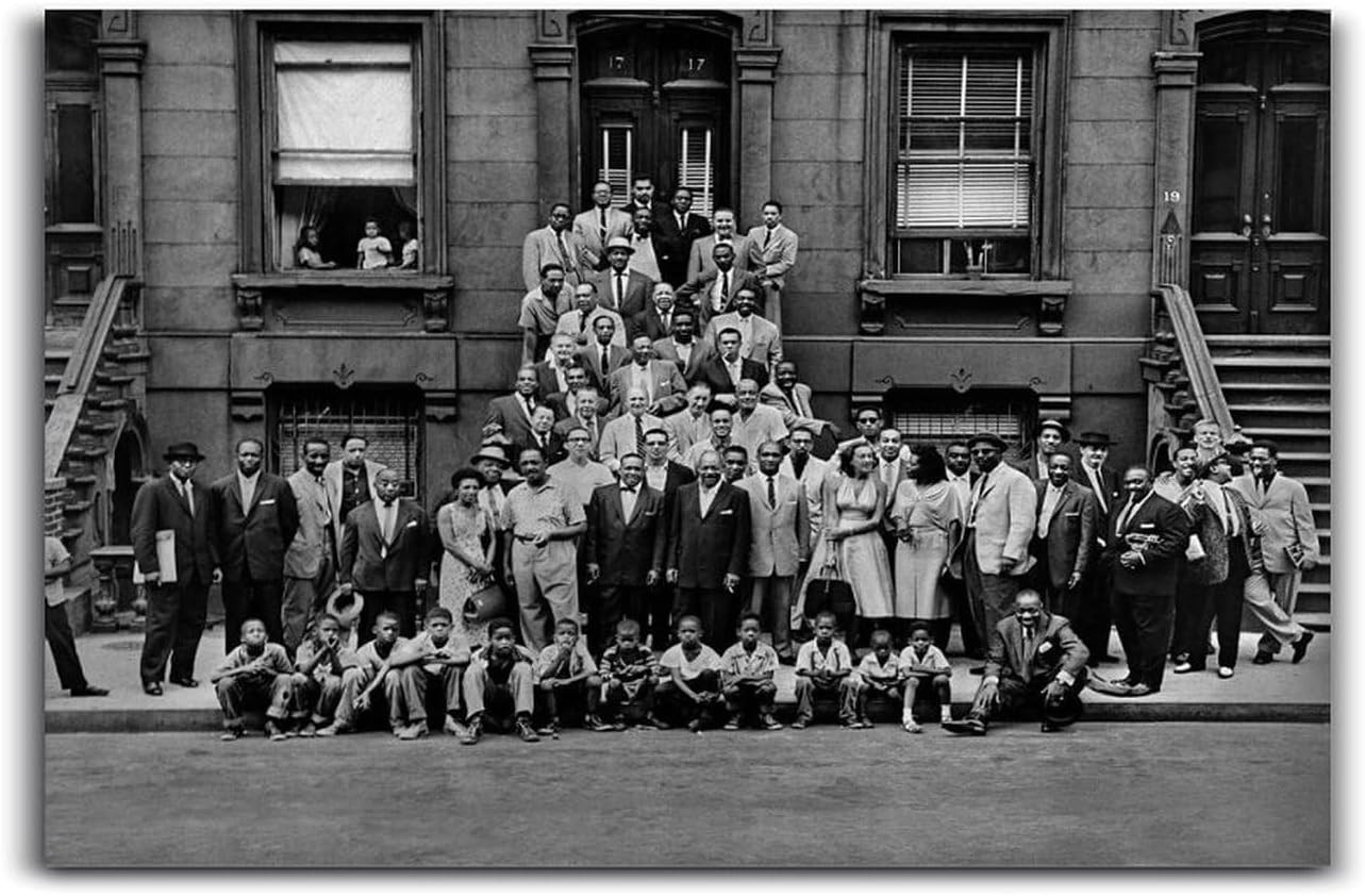 1958 Vintage Black And White Portrait A Great Day in Harlem Poster Canvas Art